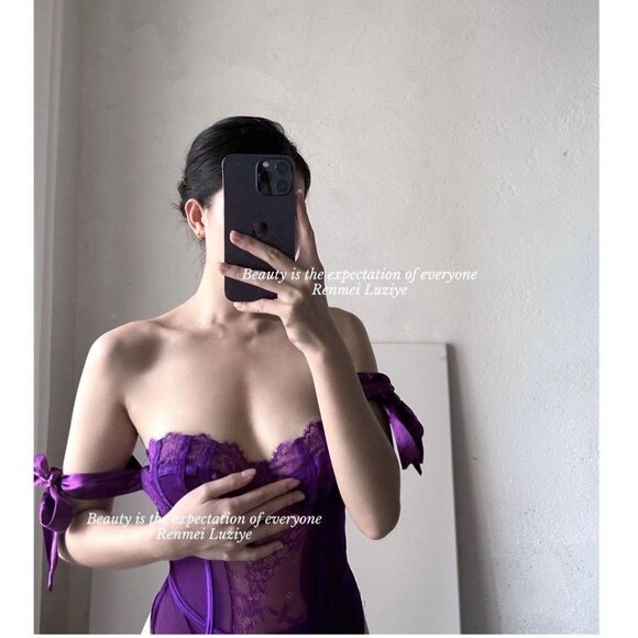 [MOONBLUSH] Lavender Lace Sexy Bondage Lingerie - Picture 5 of 8